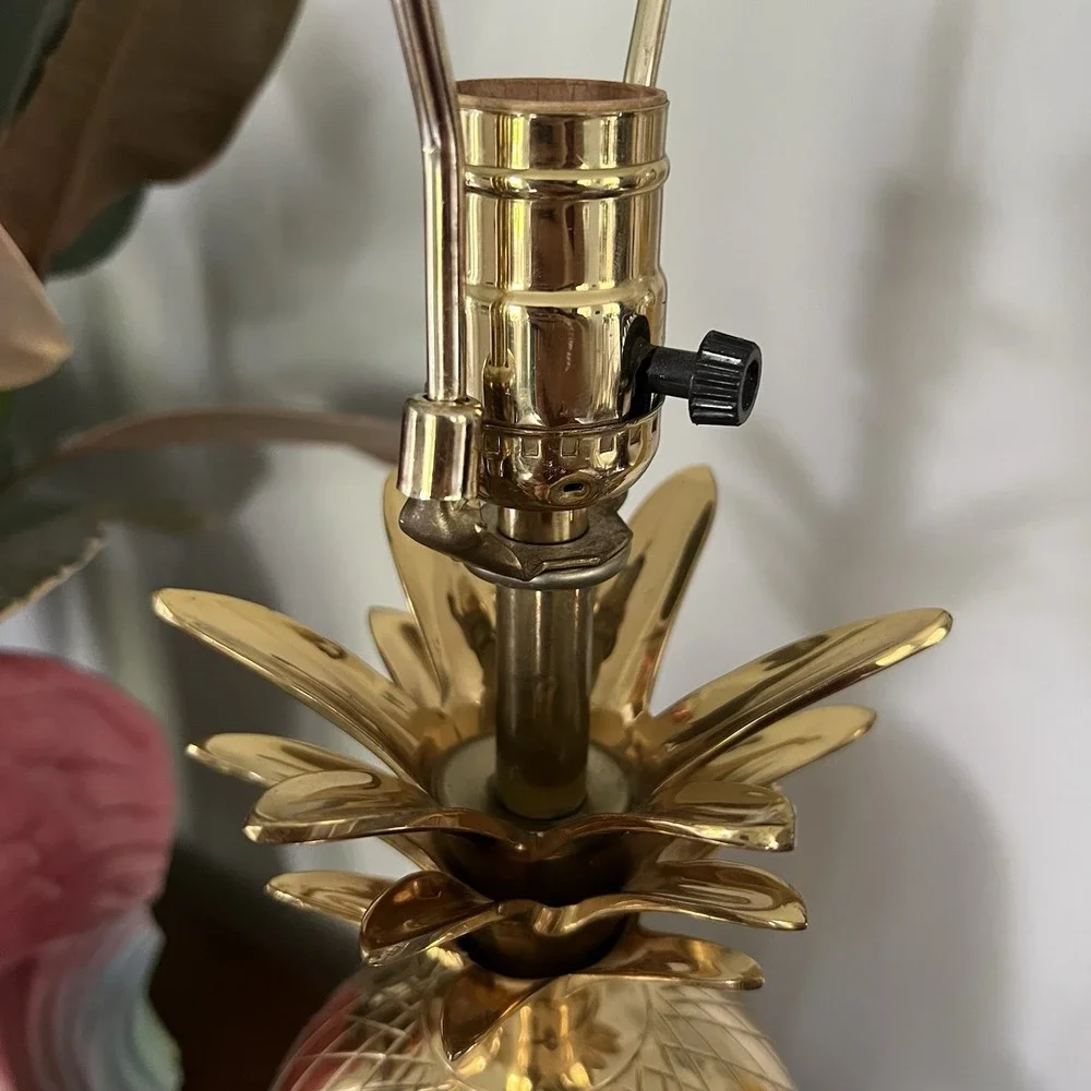 Vintage Brass Pineapple Table Lamp No Shade, Harp And Finial Included - Repaired